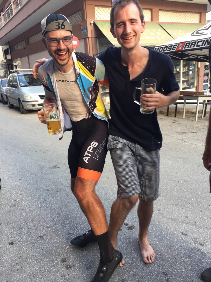 Leg comparison (and showing of the ATPS logo on my bib shorts)